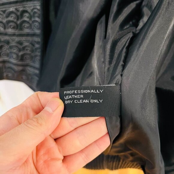 Vintage Max USA America Cities Embroided Leather Jacket 2XL Hip Hop Rare Y2K - Picture 9 of 16